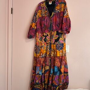 farm rio for anthropology- Colorful Floral Women's Dress